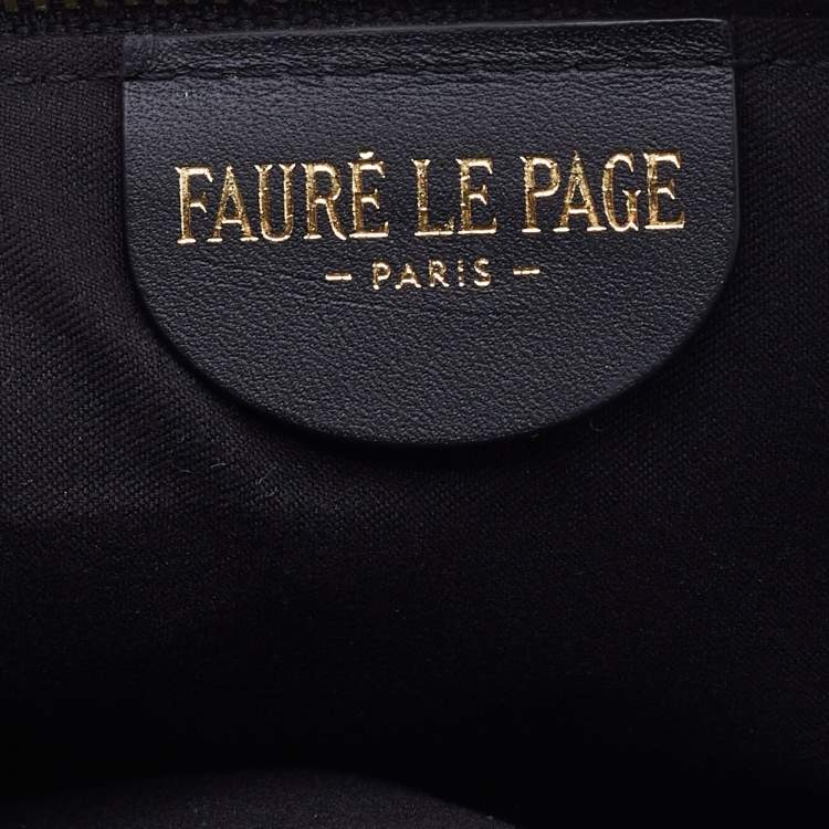 Pre Owned Faure Le Page Black Coated Canvas and Leather Wristlet Clutch