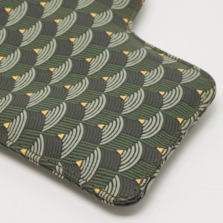 Pre Owned Faure Le Page Green Coated Canvas Calibre 22 Wristlet Pouch