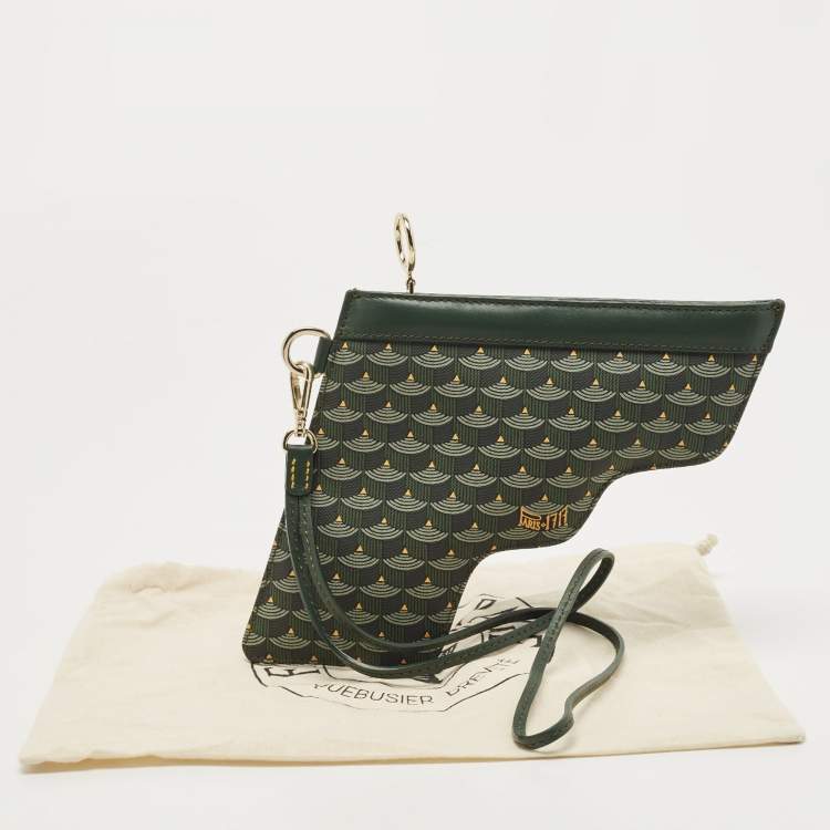 Pre Owned Faure Le Page Green Coated Canvas Calibre 22 Wristlet Pouch