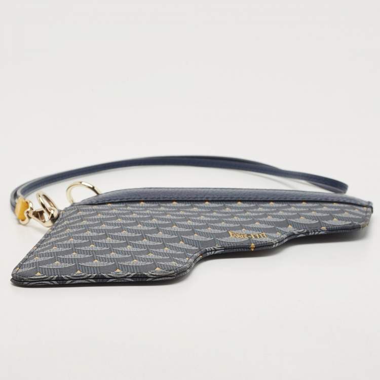 Pre Owned Faure Le Page Blue Coated Canvas Caliber 18 Wristlet Pouch
