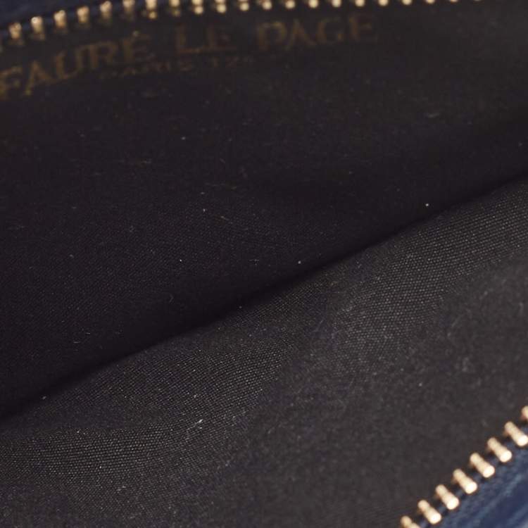 Pre Owned Faure Le Page Blue Coated Canvas Caliber 18 Wristlet Pouch