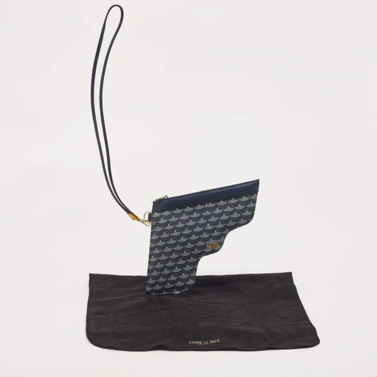 Pre Owned Faure Le Page Blue Coated Canvas Caliber 18 Wristlet Pouch