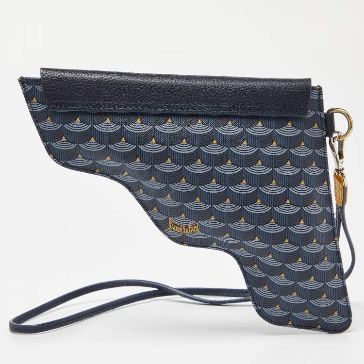 Pre Owned Faure Le Page Blue Coated Canvas Caliber 18 Wristlet Pouch