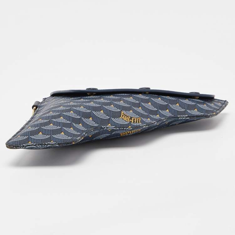 Pre Owned Faure Le Page Blue Coated Canvas Caliber 18 Wristlet Pouch