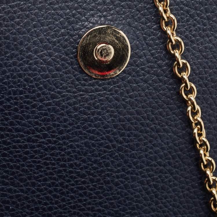 Pre Owned Fauré Le Page Navy Blue Leather and Coated Canvas Calibre 21 Top Handle Bag