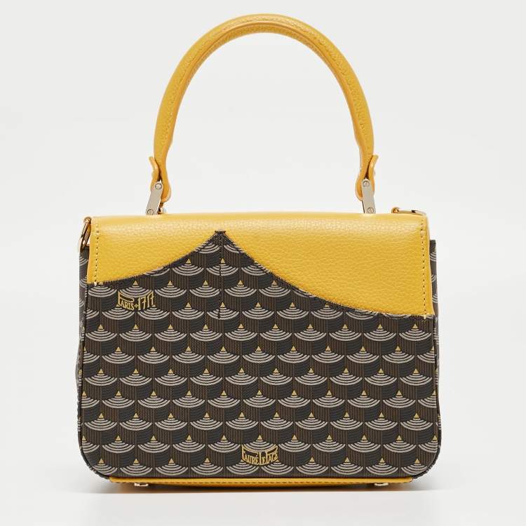 Pre Owned Fauré Le Page Yellow Coated Canvas and Leather Parade Top Handle Bag