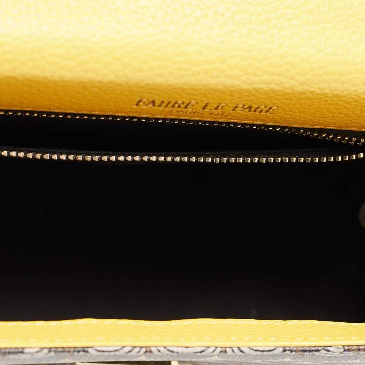 Pre Owned Fauré Le Page Yellow Coated Canvas and Leather Parade Top Handle Bag