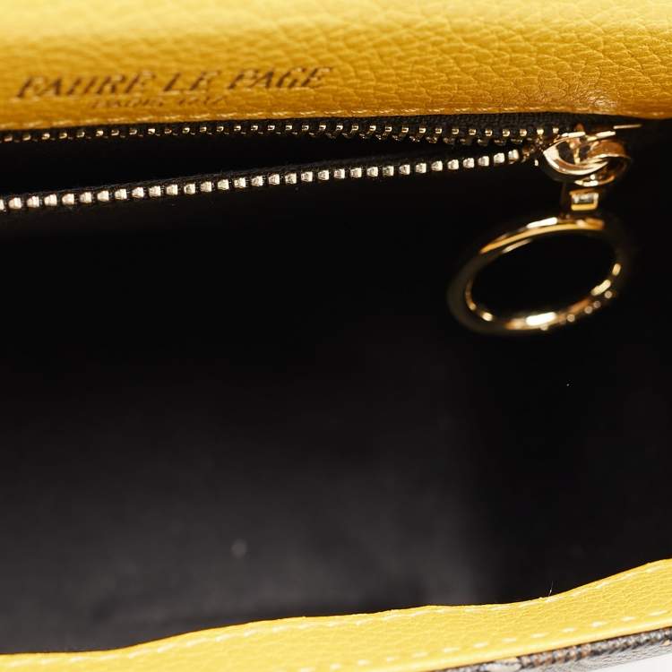 Pre Owned Fauré Le Page Yellow Coated Canvas and Leather Parade Top Handle Bag