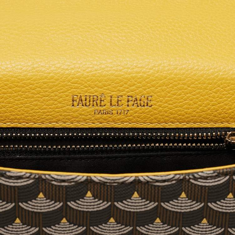 Pre Owned Fauré Le Page Yellow Coated Canvas and Leather Parade Top Handle Bag