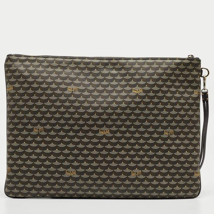 Pre Owned Faure Le Page Grey Coated Canvas and Leather Pouch