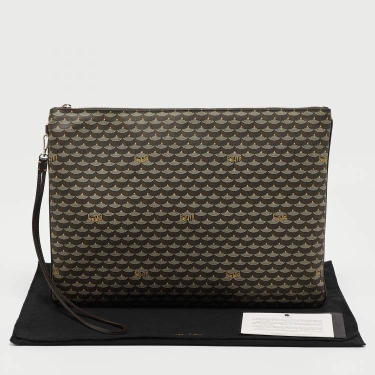 Pre Owned Faure Le Page Grey Coated Canvas and Leather Pouch
