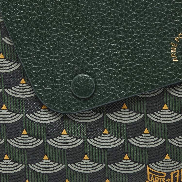 Pre Owned Faure Le Page Green Coated Canvas and Leather Caliber 18 Wristlet Pouch
