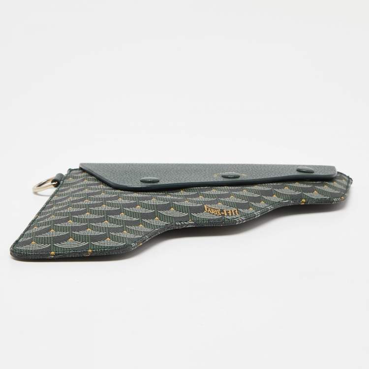 Pre Owned Faure Le Page Green Coated Canvas and Leather Caliber 18 Wristlet Pouch