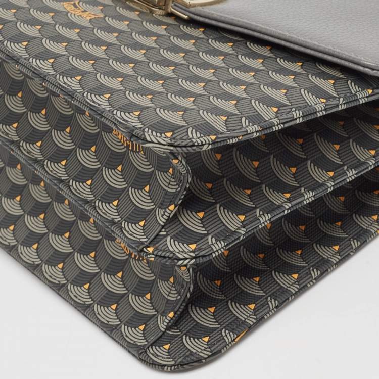 Pre Owned Faure Le Page Grey Coated Canvas and Leather Parade Top Handle Bag