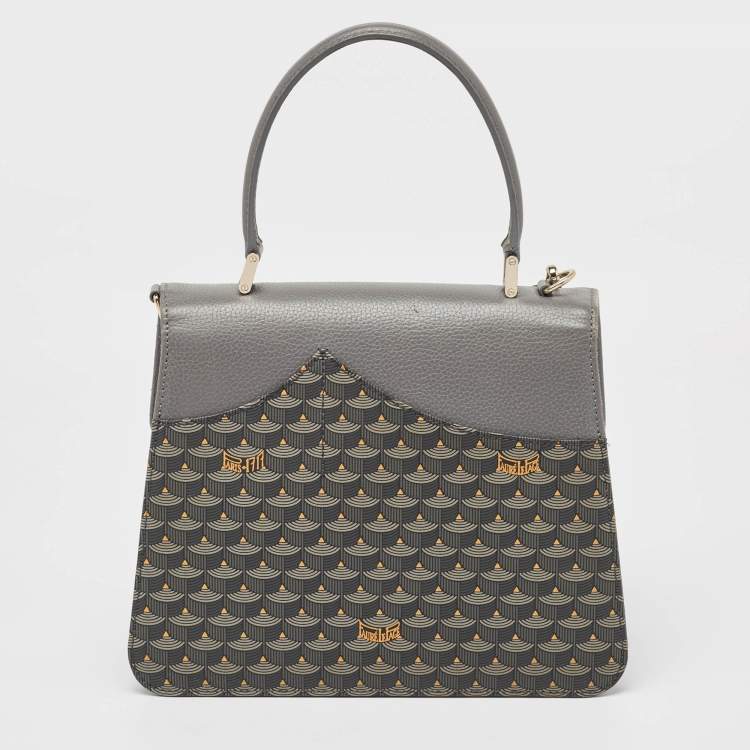 Pre Owned Faure Le Page Grey Coated Canvas and Leather Parade Top Handle Bag