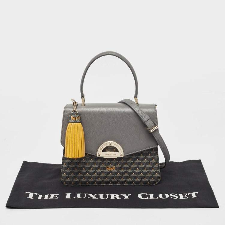 Pre Owned Faure Le Page Grey Coated Canvas and Leather Parade Top Handle Bag