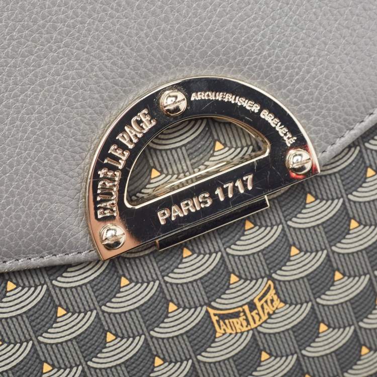 Pre Owned Faure Le Page Grey Coated Canvas and Leather Parade Top Handle Bag