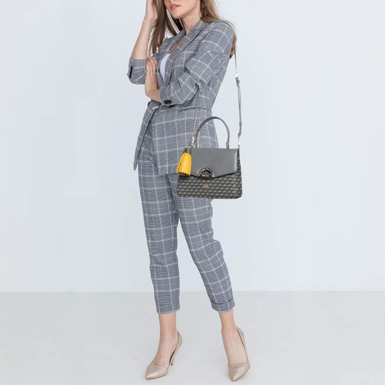 Pre Owned Faure Le Page Grey Coated Canvas and Leather Parade Top Handle Bag