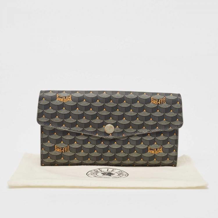 Pre Owned Faure Le Page Grey Coated Canvas Continental Wallet