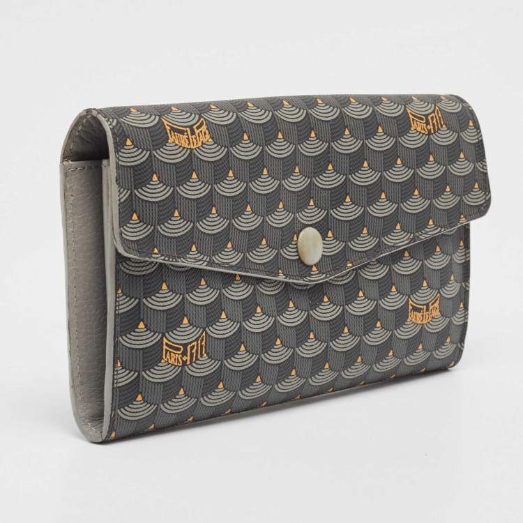 Pre Owned Faure Le Page Grey Coated Canvas Continental Wallet