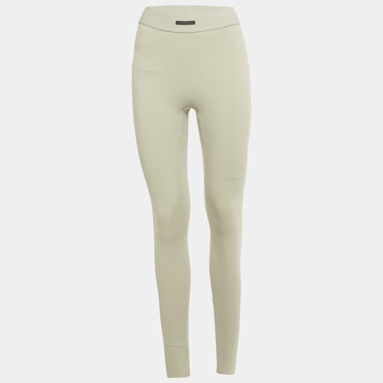 Pre Owned Fear of God x Adidas Light Green Jersey Athletic Tights S