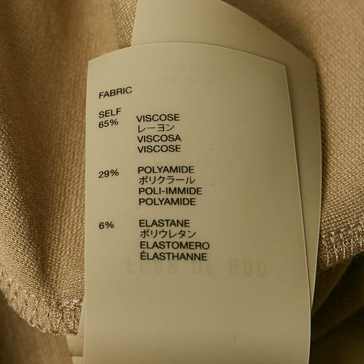 Pre Owned Fear of God Dark Beige Knit V-Neck Oversized T-Shirt XS