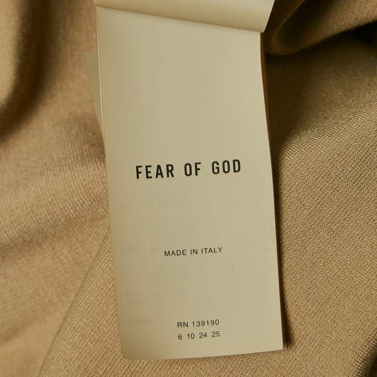 Pre Owned Fear of God Dark Beige Knit V-Neck Oversized T-Shirt XS