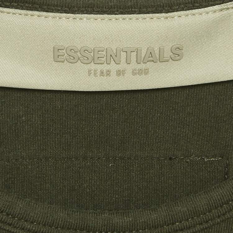 مملوكة مسبقًا Fear of God Essentials Military Green Cotton Knit Sport Tank Top S