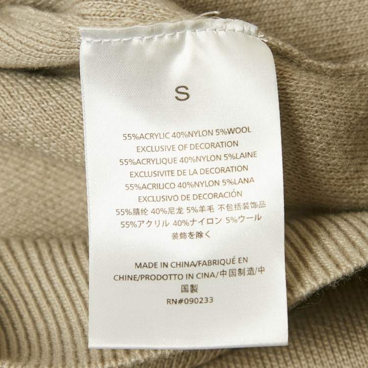 Pre Owned Essentials Fear of God Beige Logo Applique Knit Turtleneck Sweater S