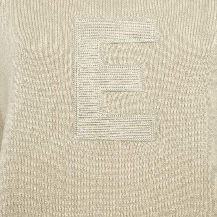 Pre Owned Essentials Fear of God Beige Logo Applique Knit Turtleneck Sweater S