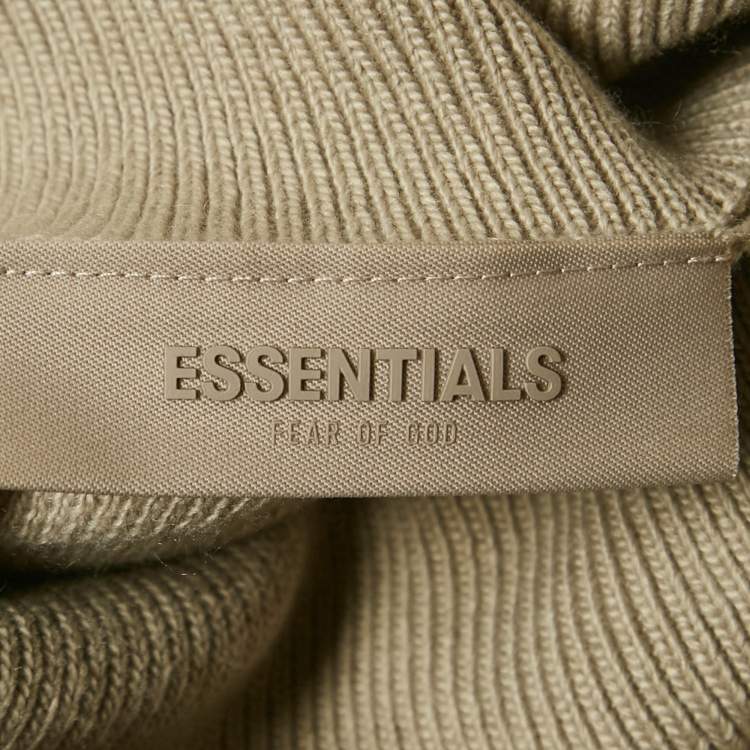 Pre Owned Essentials Fear of God Beige Logo Applique Knit Turtleneck Sweater S