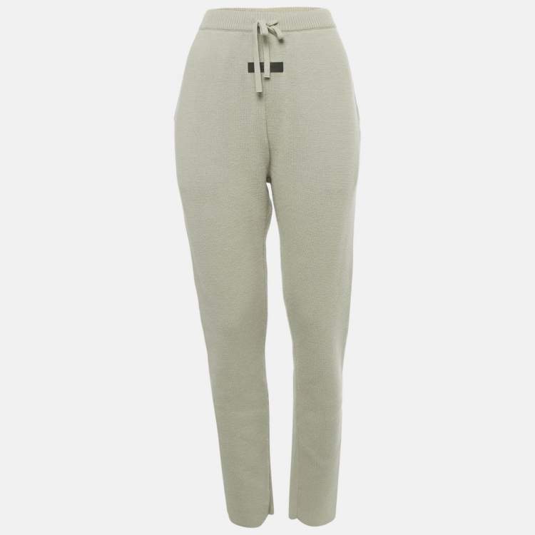 Pre Owned Essentials Fear of God Green Milano Knit Sweatpants S