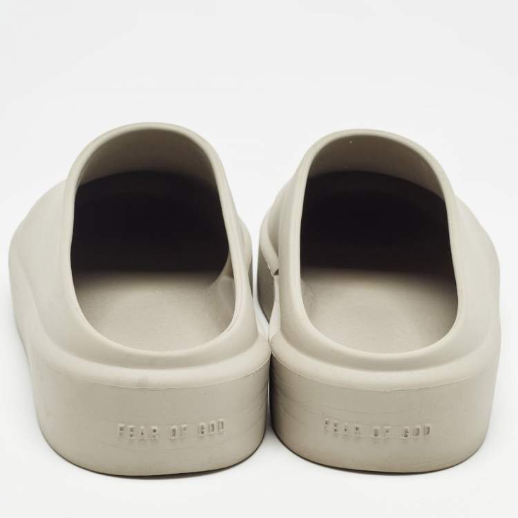 Pre Owned Fear of God Grey Rubber Flat Mules Size 42