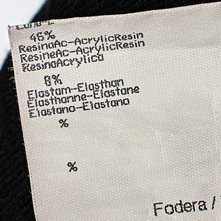 Pre Owned Fendi Jeans Black Wool Knit Logo Trim Detail Button Front Cardigan L