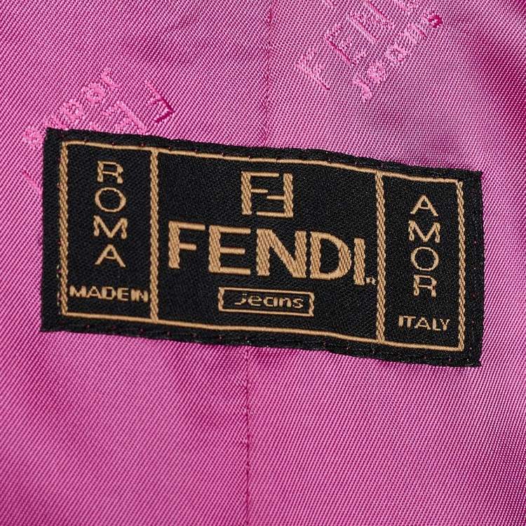 Pre Owned Fendi Jeans Vintage Blue Denim Pleated Long Coat M