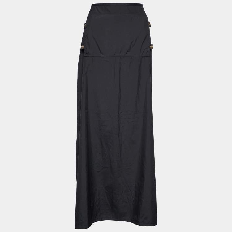 Pre Owned Fendi Jeans Black Synthetic Windbreaker Skirt L