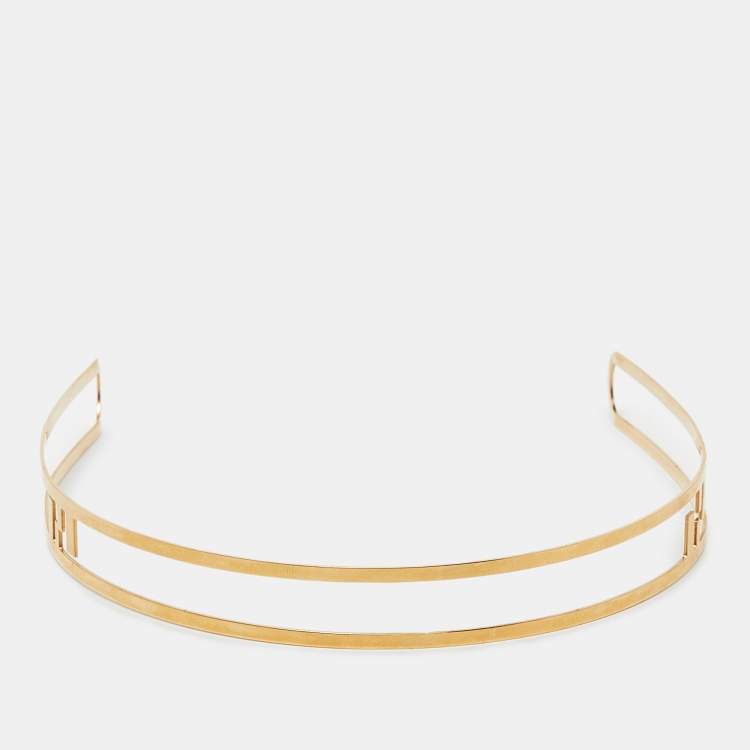 Pre Owned Fendi FF Gold Tone Headband 