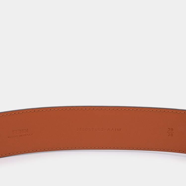 Pre Owned Fendi Brown Leather FF Waist Belt 70CM