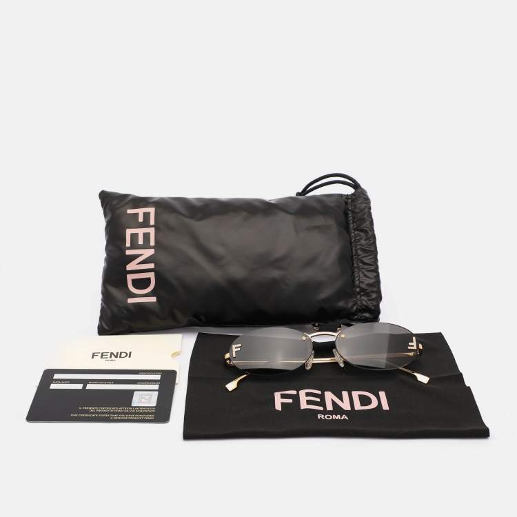 Pre Owned Fendi Gold Tone/Black FE4075US Fendi First Oval Sunglass