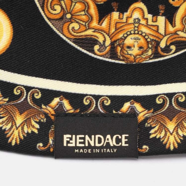 Pre Owned Fendi X Versace Multicolor FF Baroque Print Silk Bucket Hat