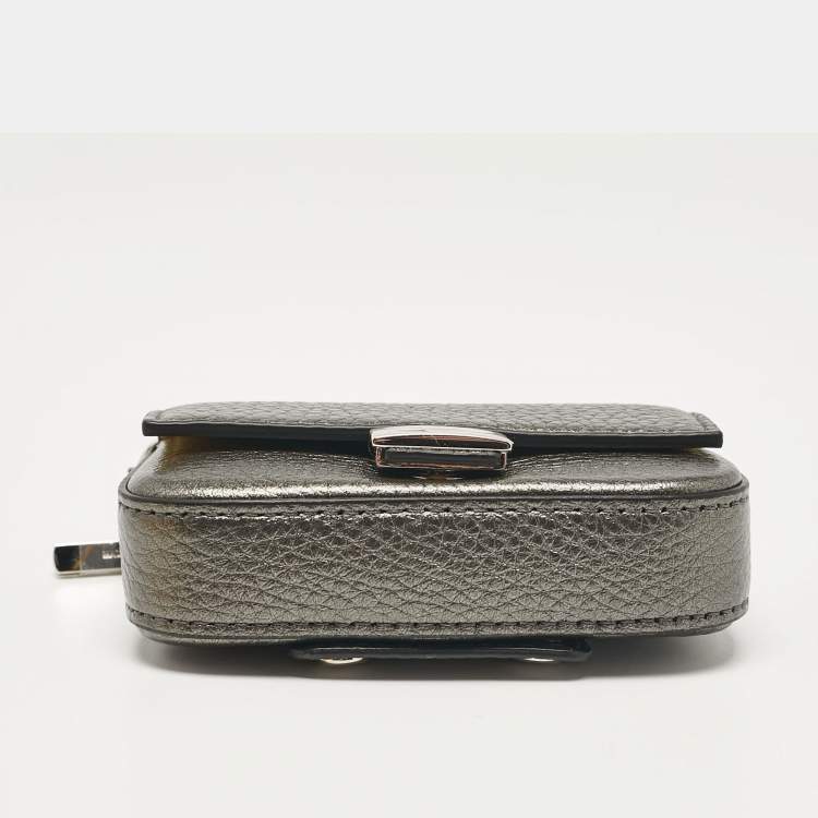 Pre Owned Fendi Grey Leather Nano Baguette Bag Charm