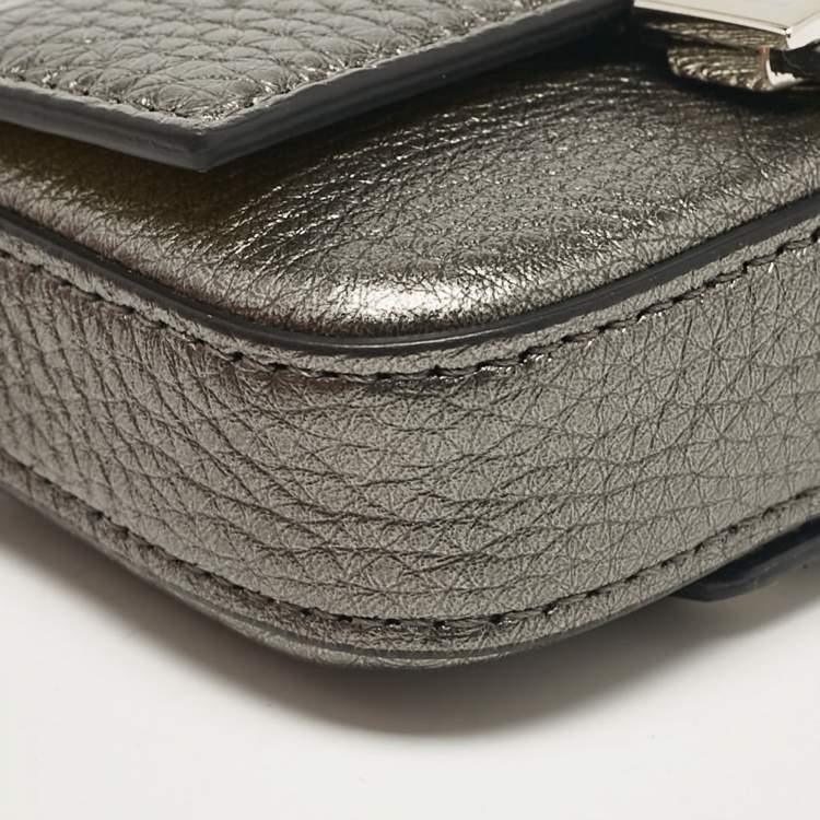 Pre Owned Fendi Grey Leather Nano Baguette Bag Charm