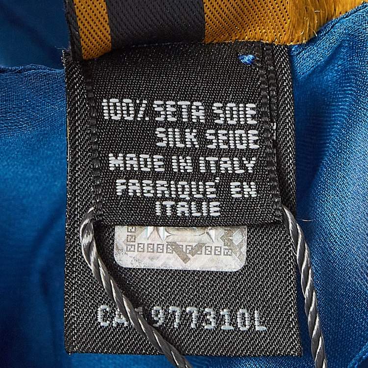 Pre Owned Fendi Blue Zucca Jacquard Crepe Silk Stole 