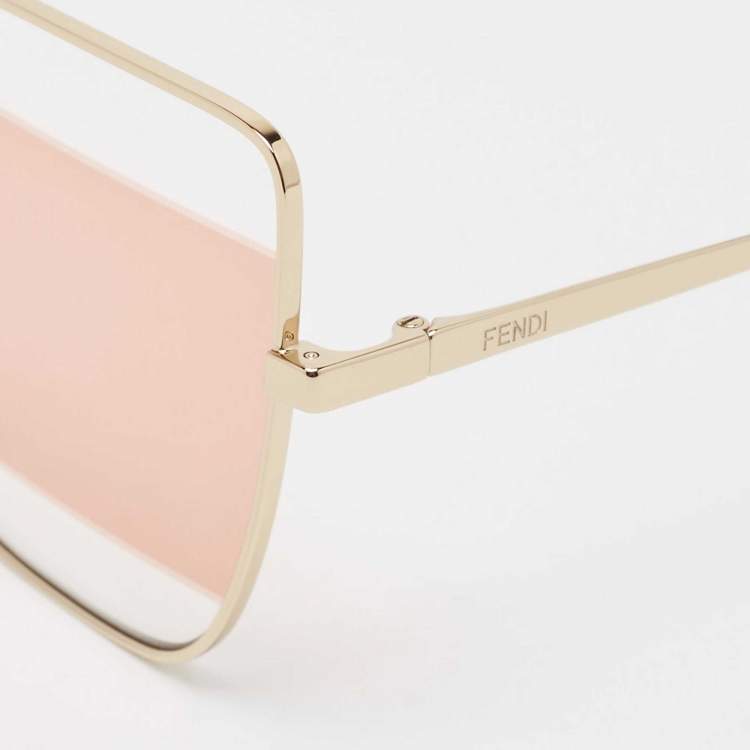 Pre Owned Fendi Gold/Orange FE40015U Stripe Butterfly Sunglasses