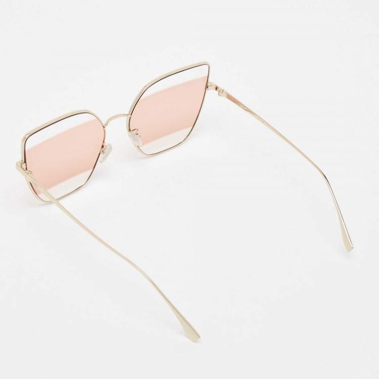 Pre Owned Fendi Gold/Orange FE40015U Stripe Butterfly Sunglasses