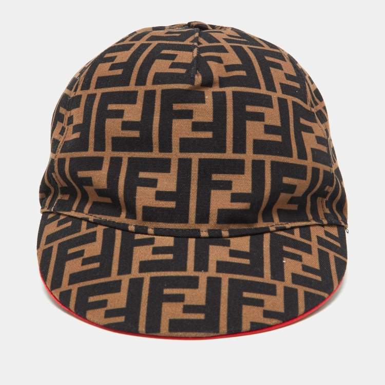 Pre Owned Fendi Tobacco Brown Zucca Pattern Canvas Baseball Cap 