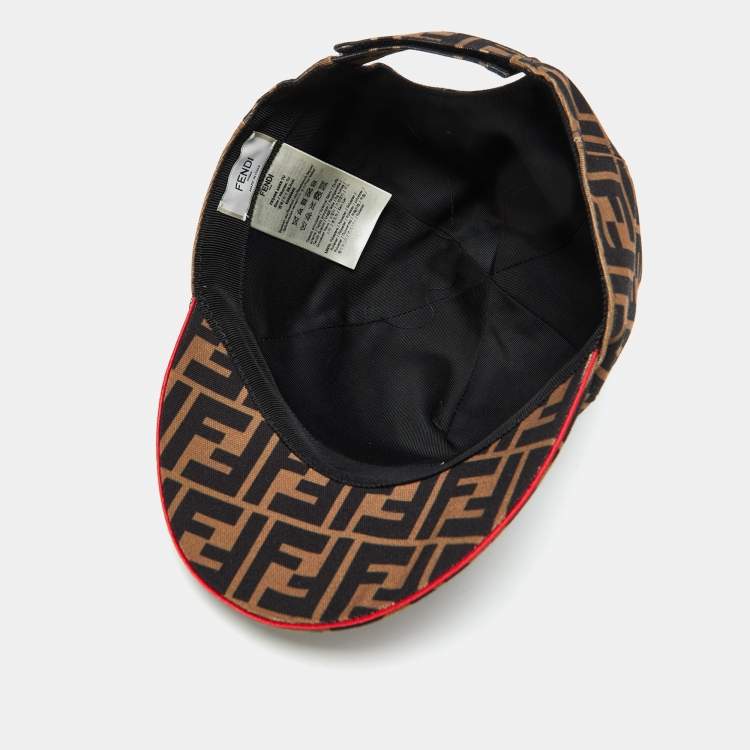 Pre Owned Fendi Tobacco Brown Zucca Pattern Canvas Baseball Cap 
