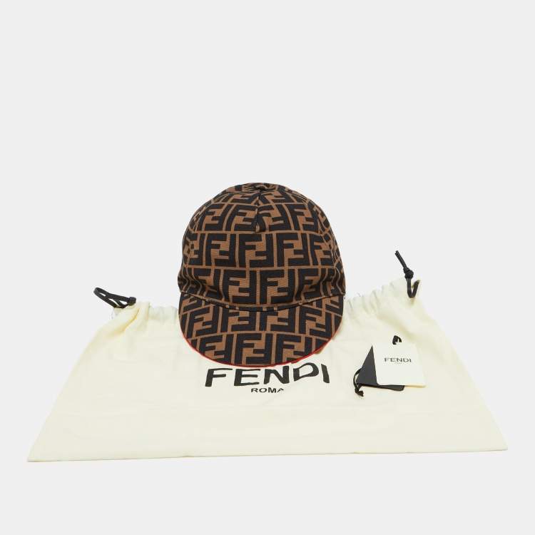 Pre Owned Fendi Tobacco Brown Zucca Pattern Canvas Baseball Cap 