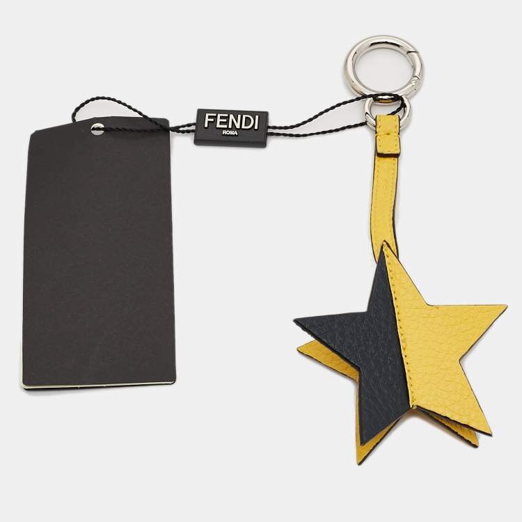 Pre Owned Fendi Yellow/Black Leather Star Bag Charm