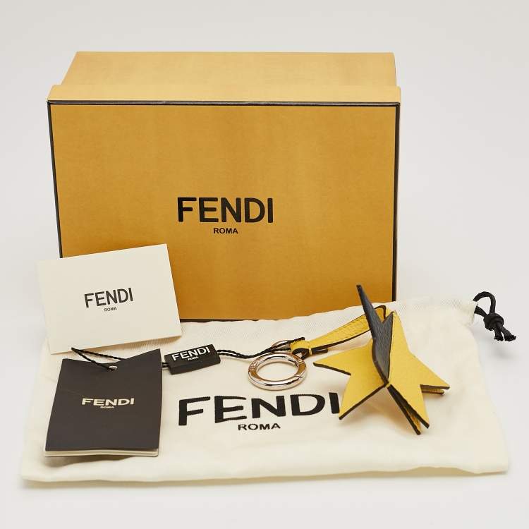 Pre Owned Fendi Yellow/Black Leather Star Bag Charm